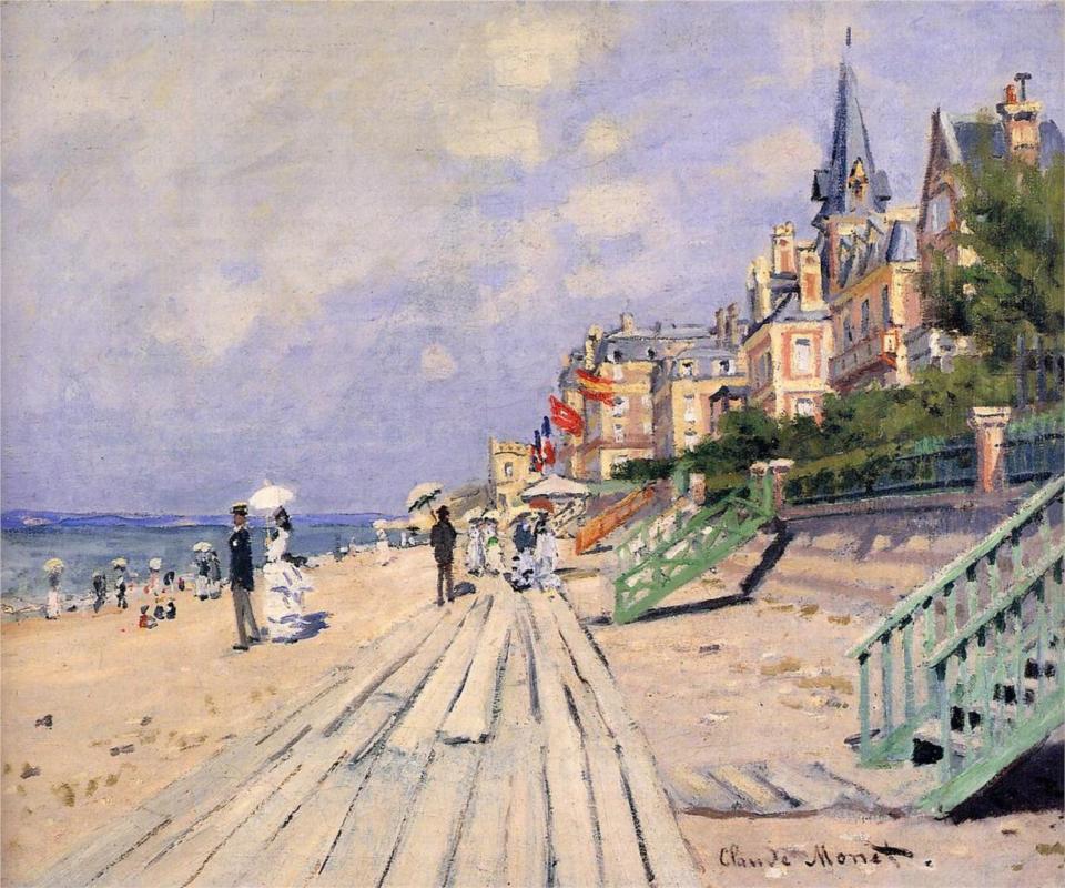 The Boardwalk at Trouville - Claude Monet Paintings
